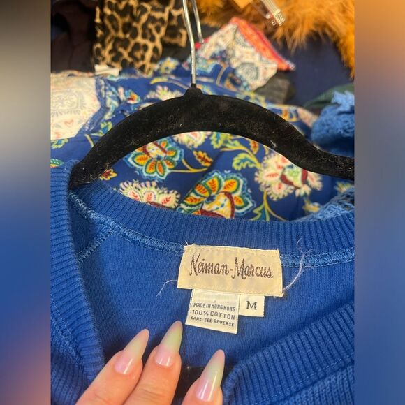 Vintage Neiman Marcus glitter beaded sequin Christmas Snowy Village sweater - Picture 4 of 4